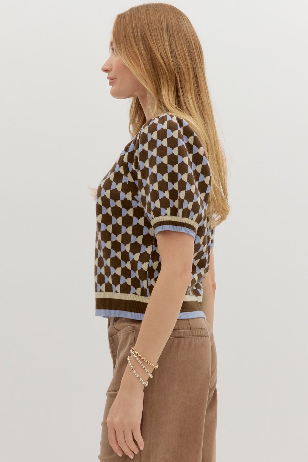 Checker and Charm Knit Top