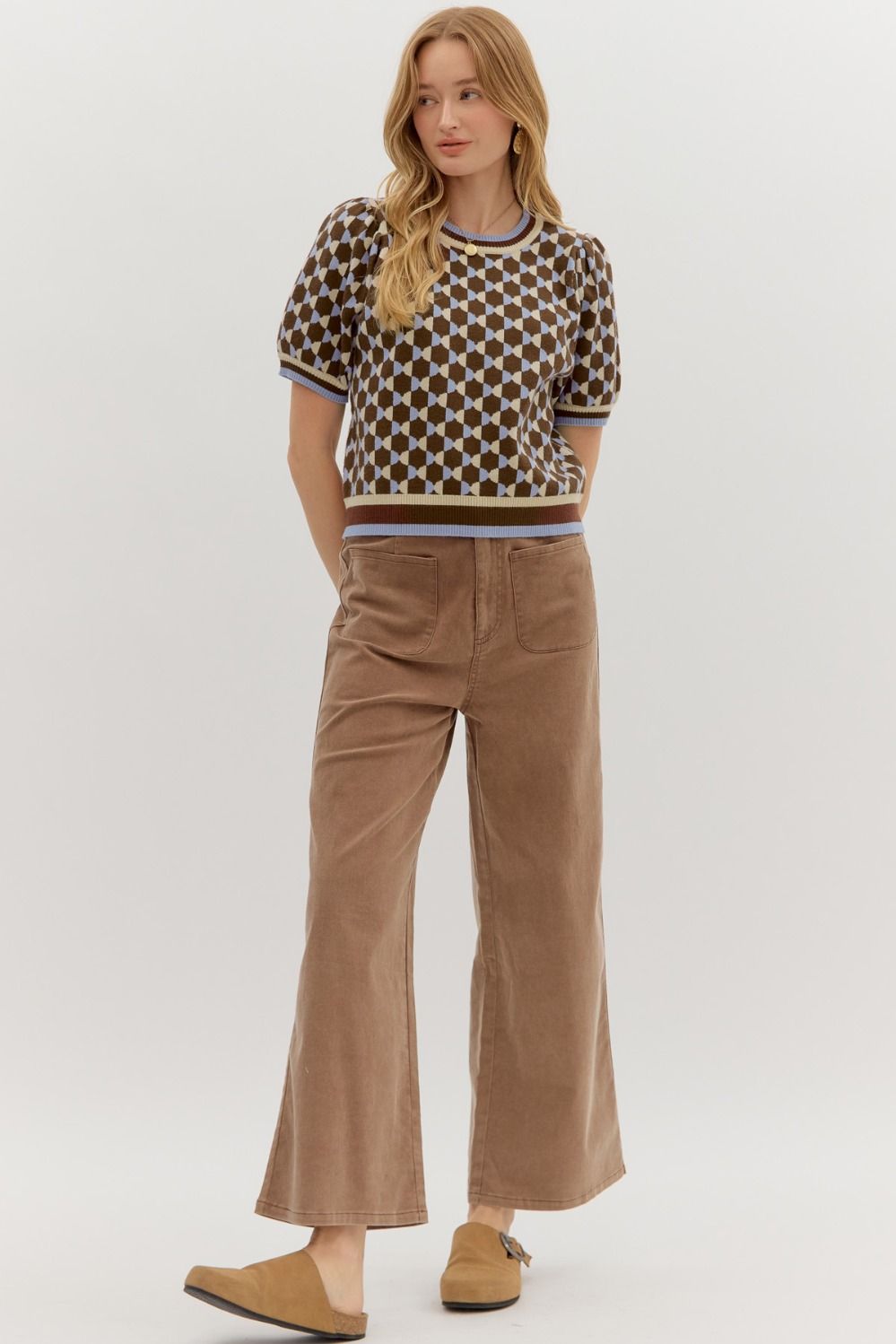 Checker and Charm Knit Top
