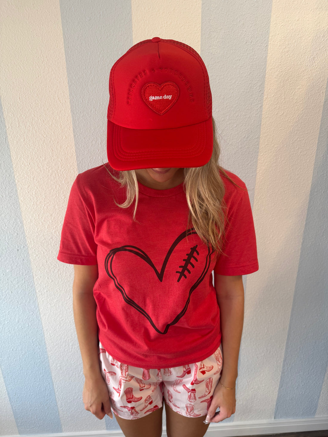 Football Heart Graphic Tee Limeberry Designs