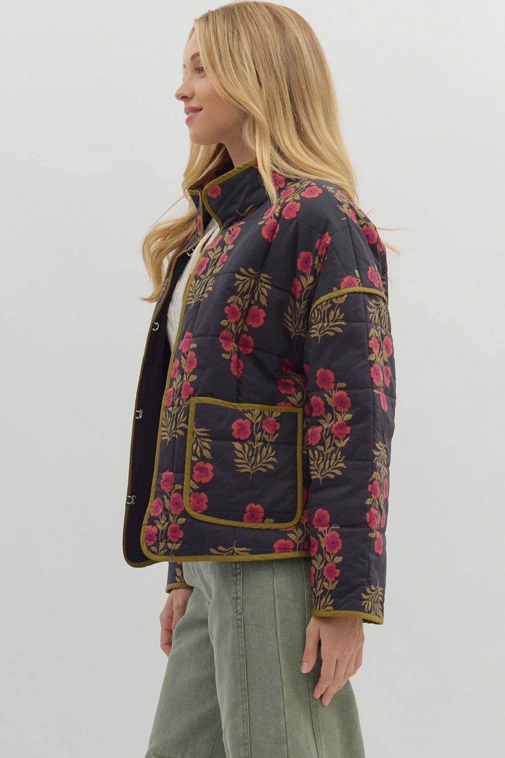 Midnight Bloom Quilted Jacket
