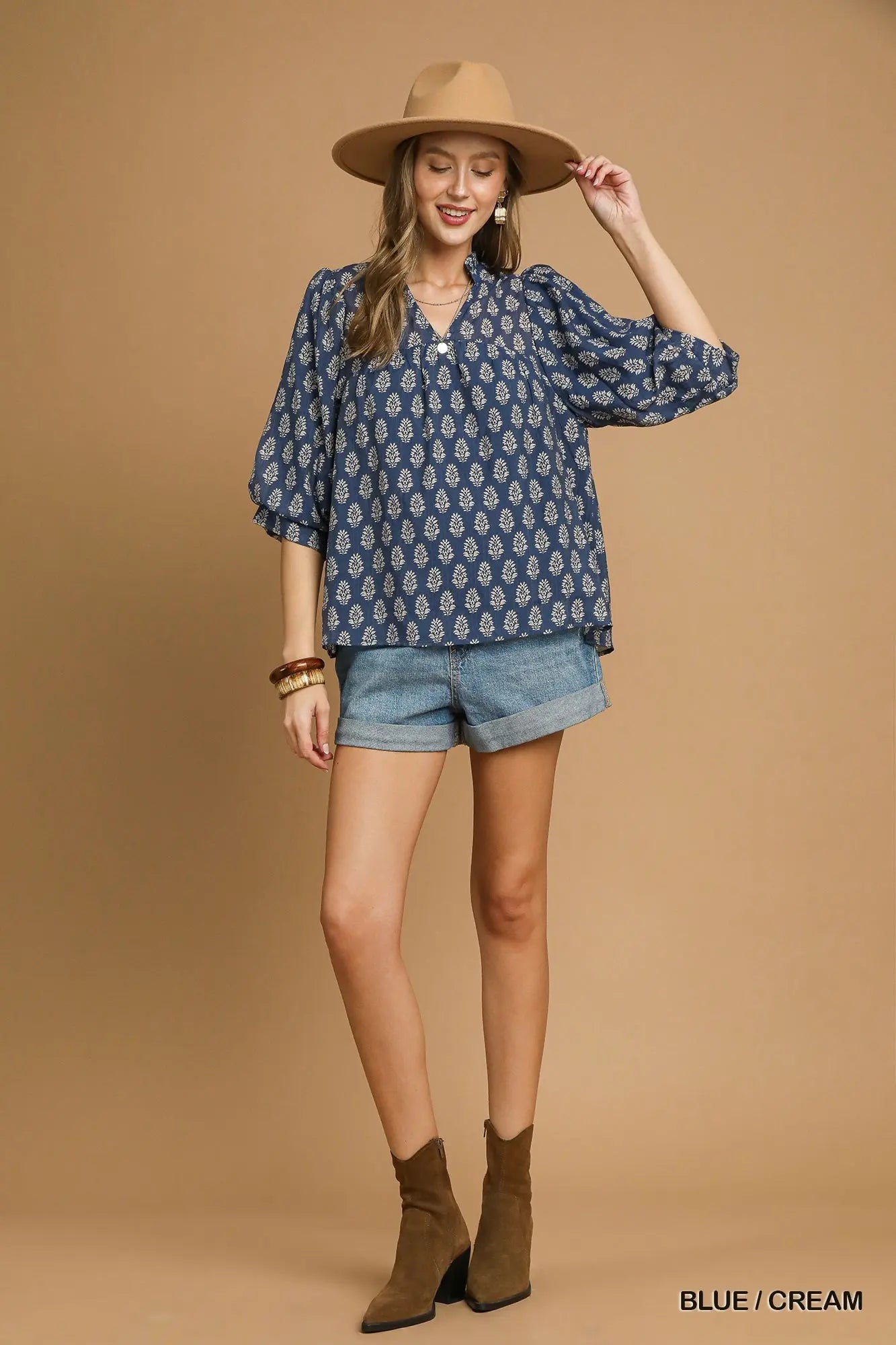 Bluewood Blooms Top Umgee