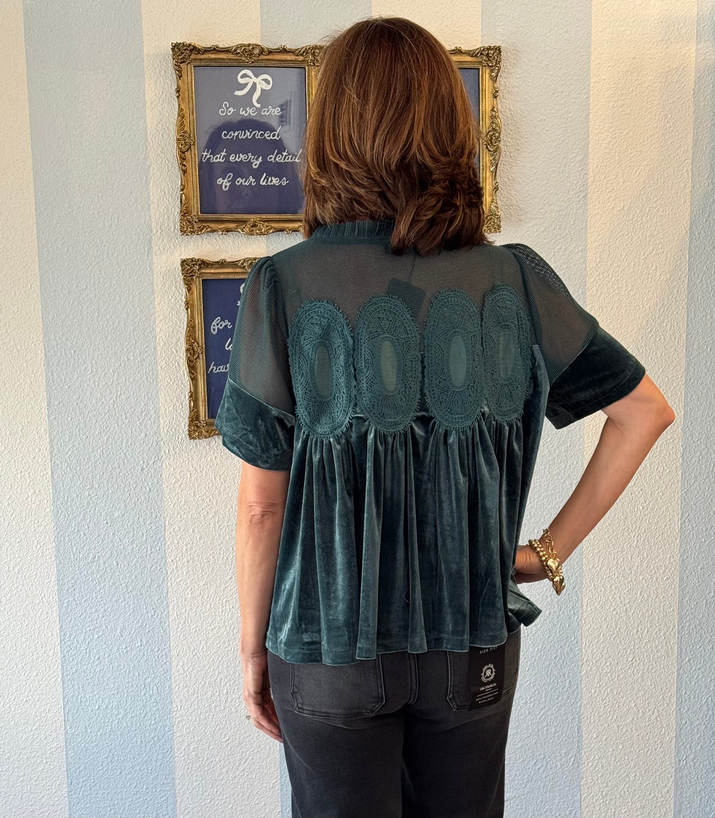 Teal Whisper Velvet Top Fate