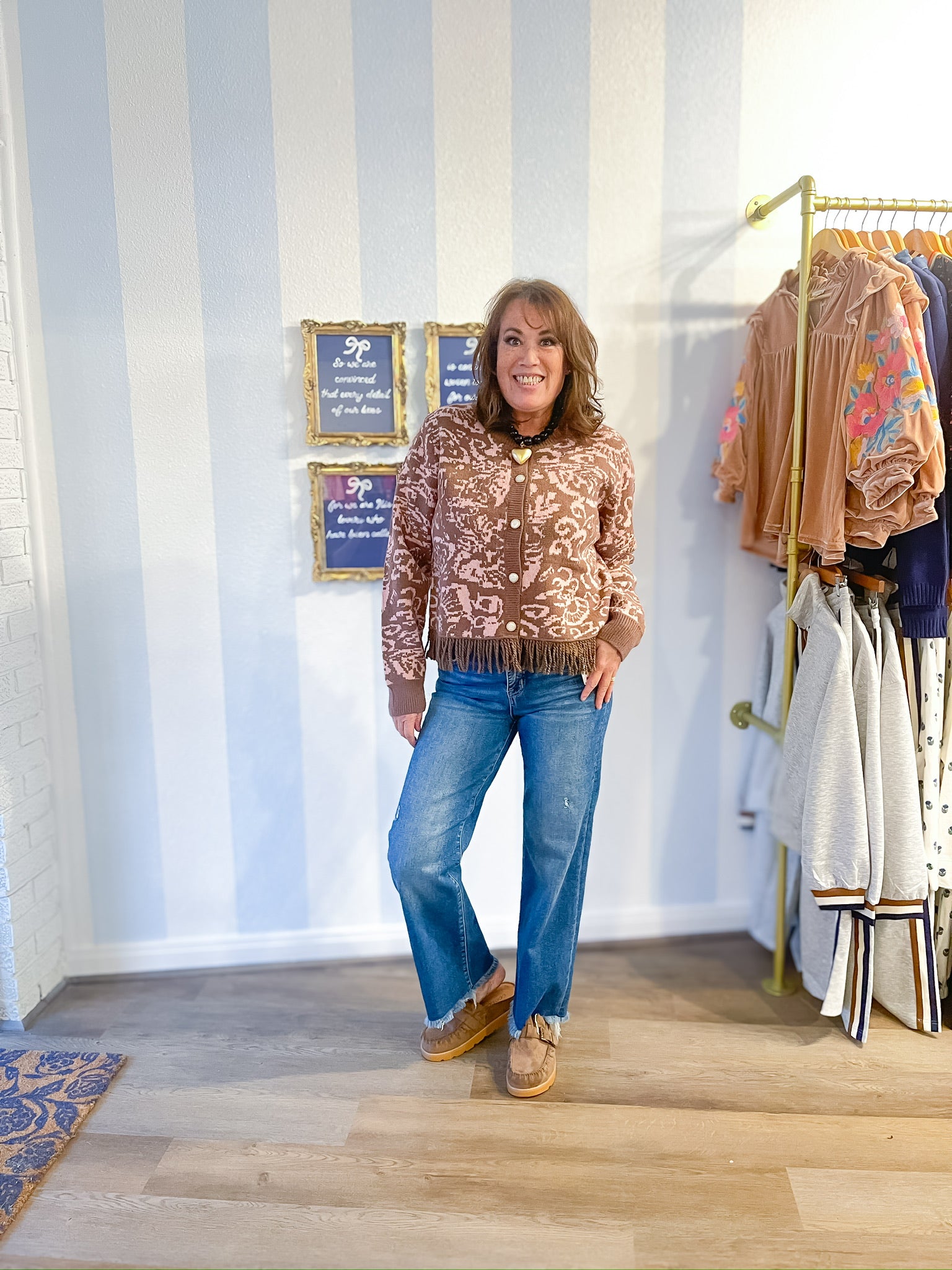 Mocha Petal Fringe Cardigan & Merci