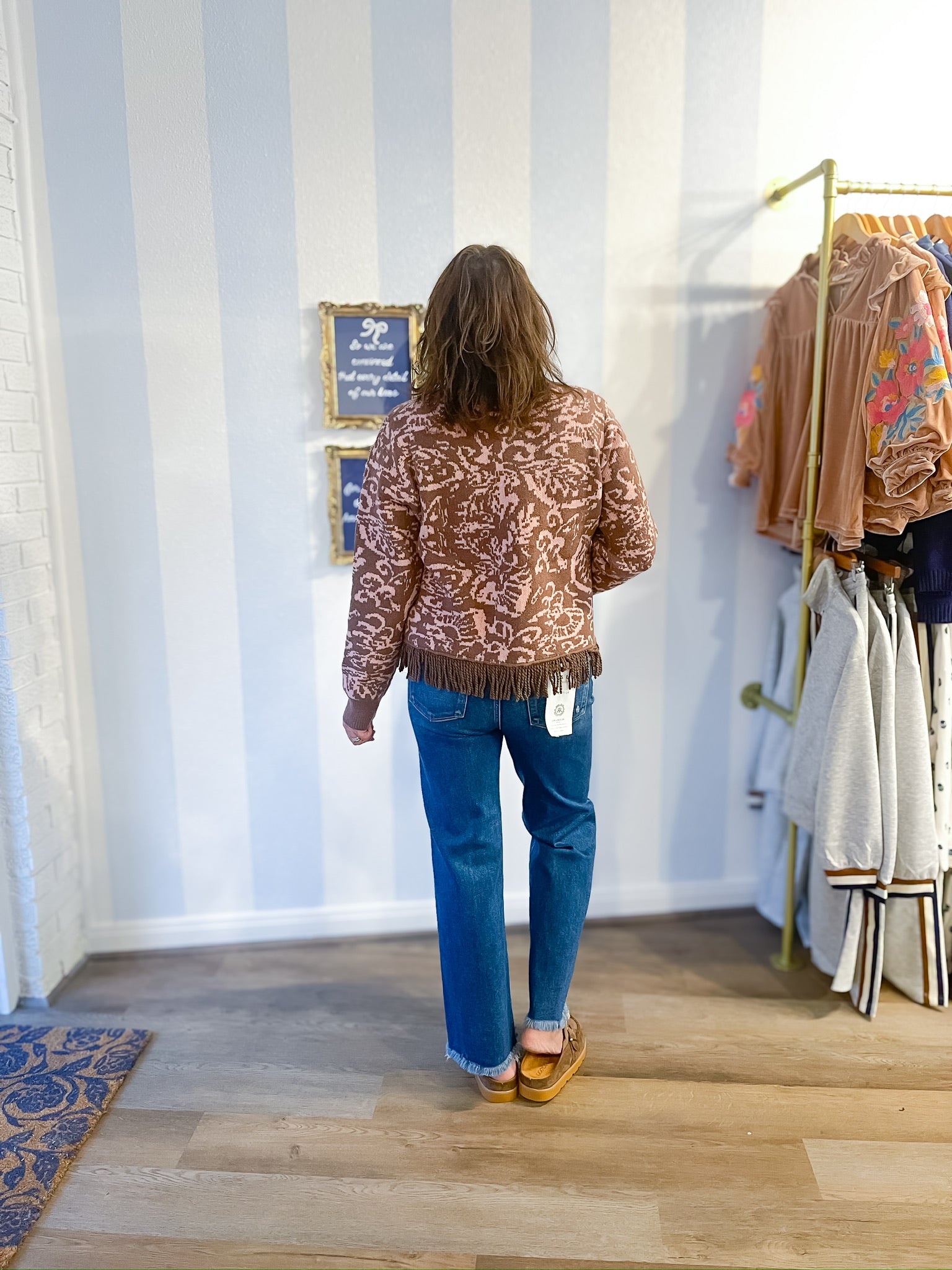 Mocha Petal Fringe Cardigan & Merci