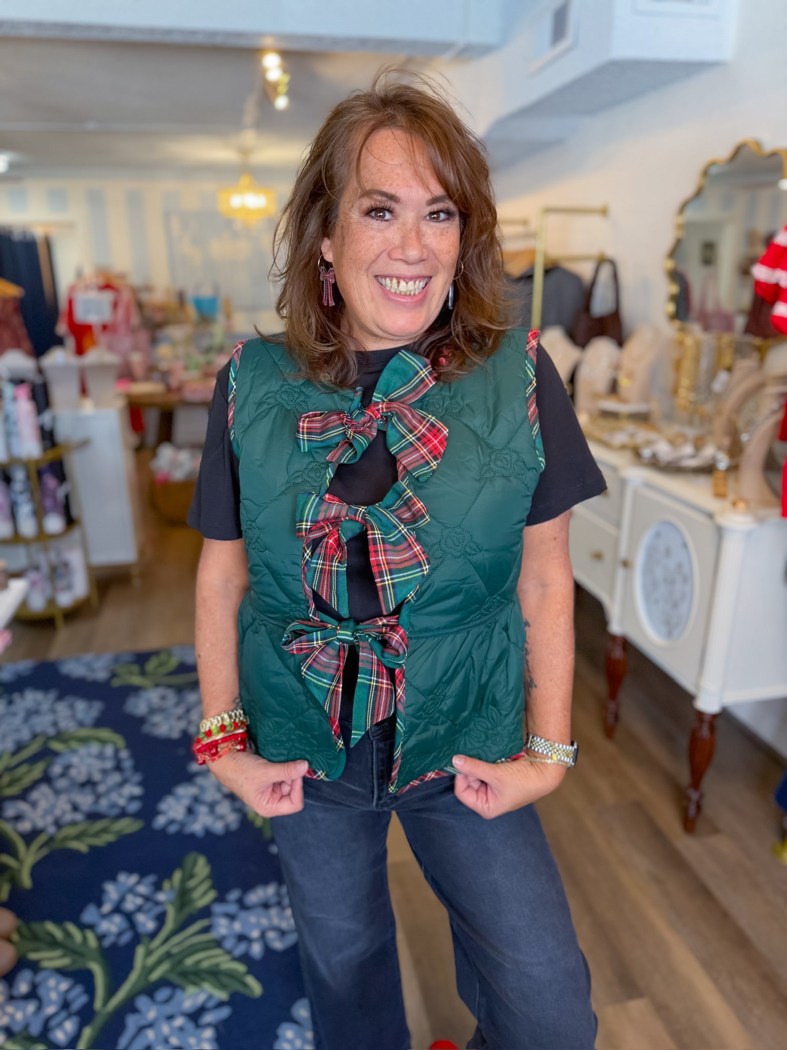 Tartan Tidings Bow Vest Entro