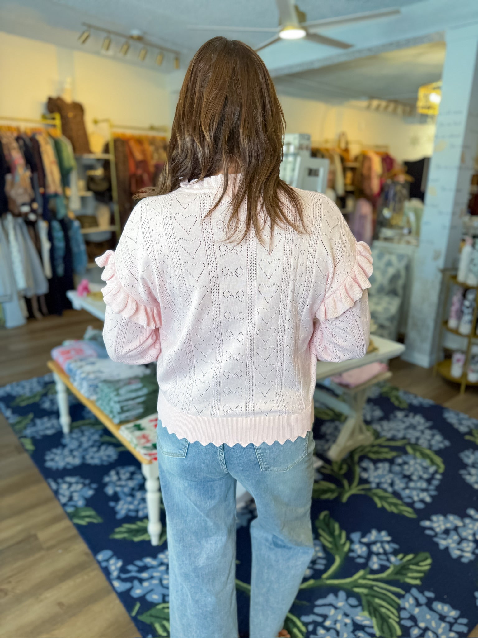 Sweetheart Knit Ruffle Sweater Rareraw