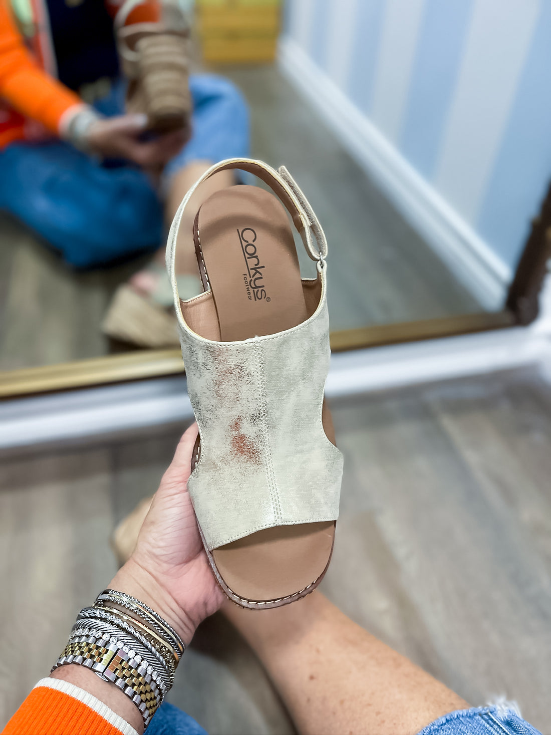 Freddie Gold Washed Metallic Wedge Corkys