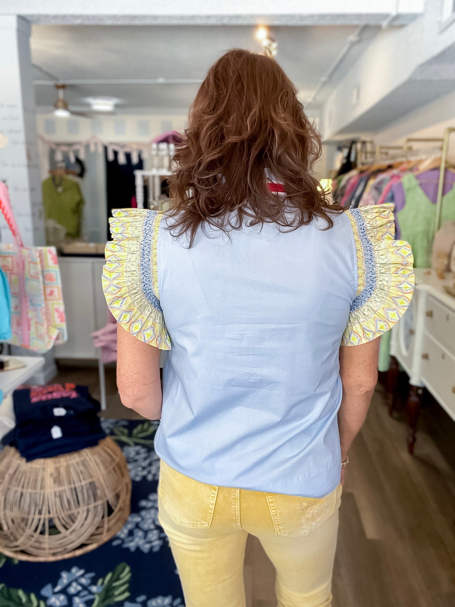 Marigold Ruffle Trim Top Jodifl