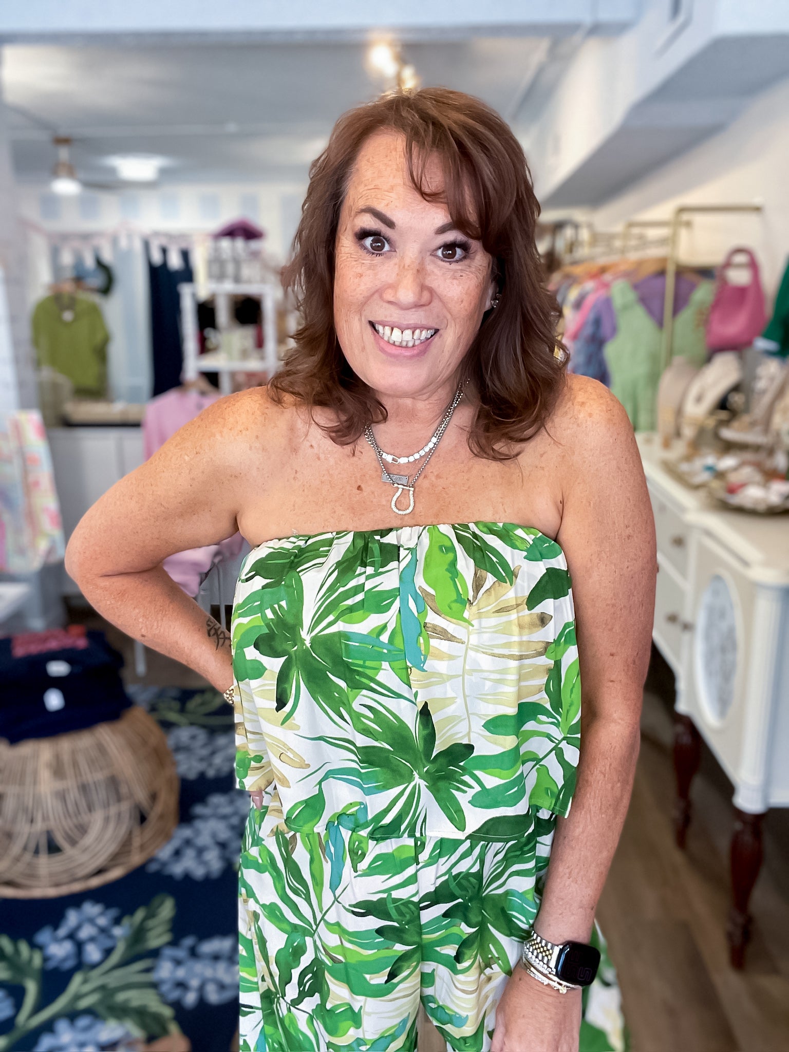 Palm Breeze Strapless Jumpsuit KLD