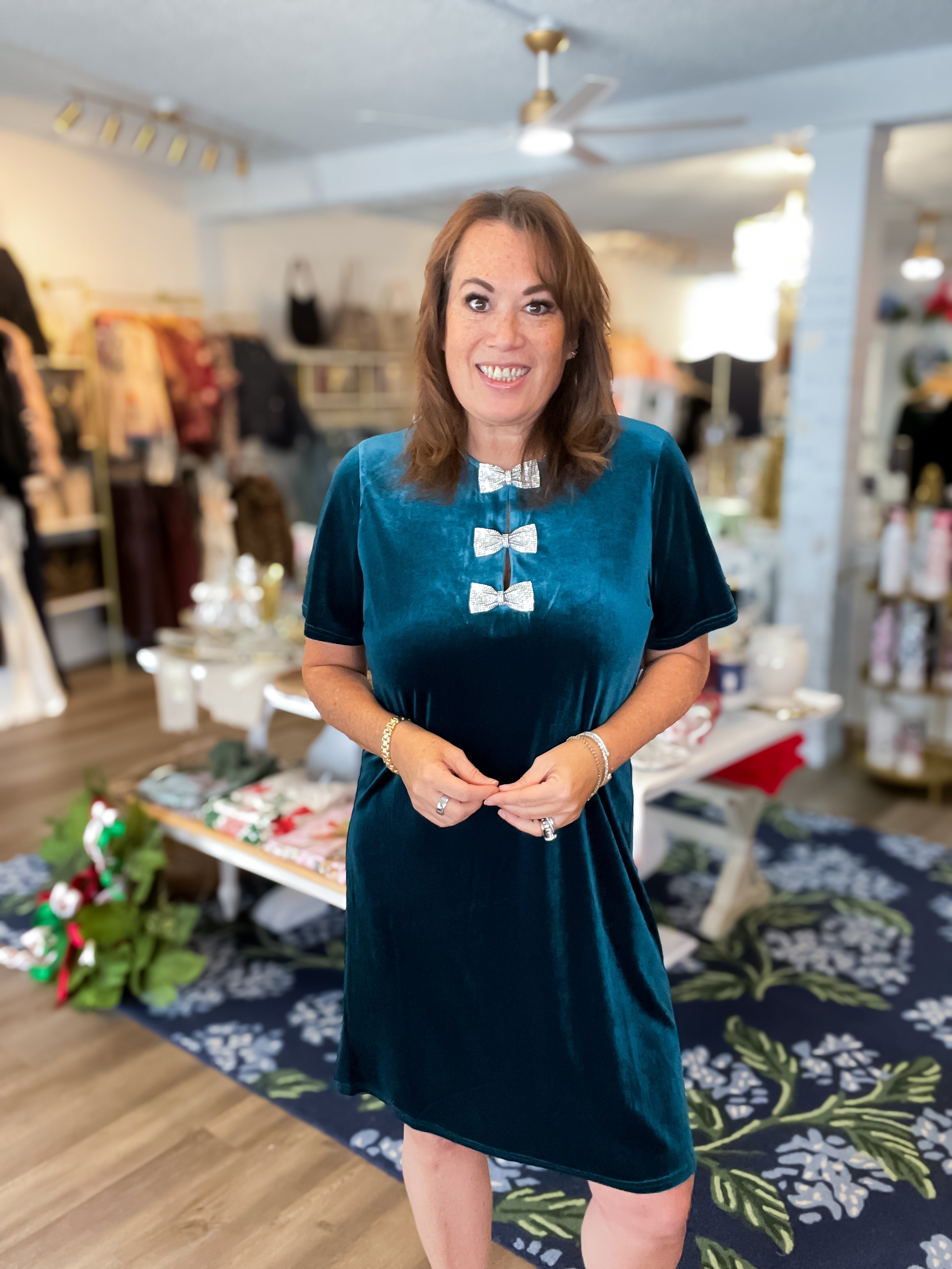 Jewel Ribbon Velvet Dress Vine & Love