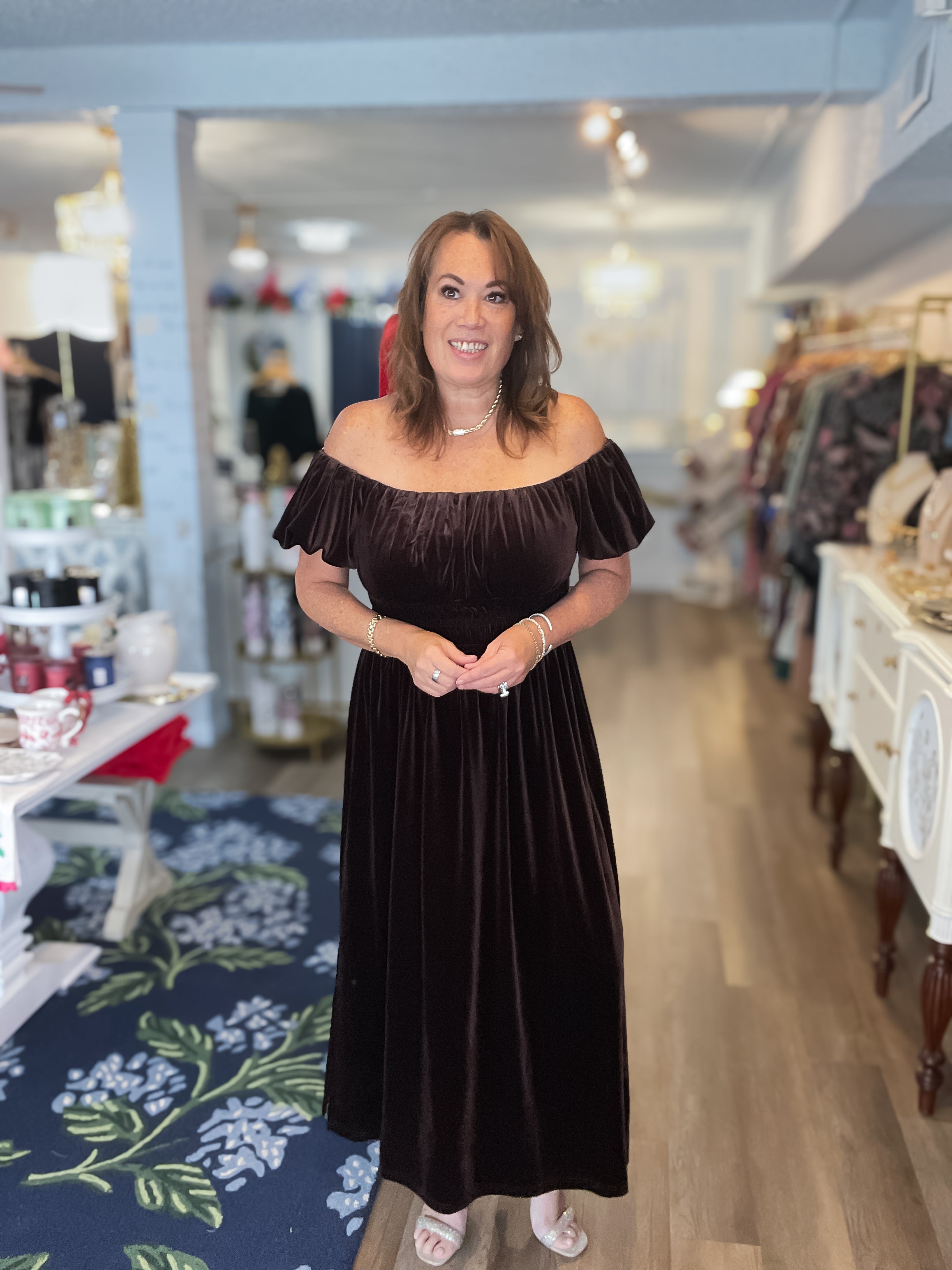 Cocoa Romance Velvet Dress Vine & Love