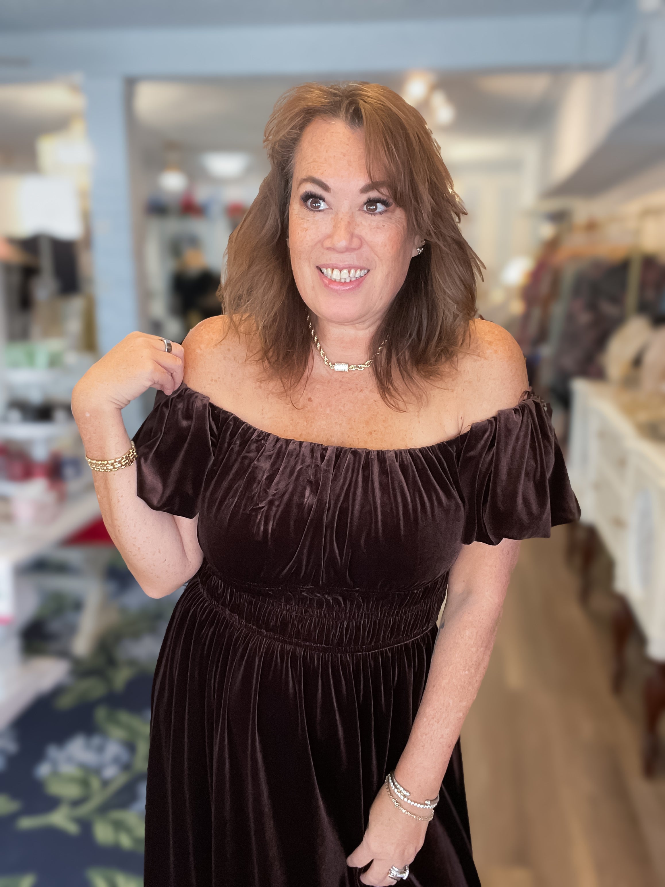 Cocoa Romance Velvet Dress Vine & Love