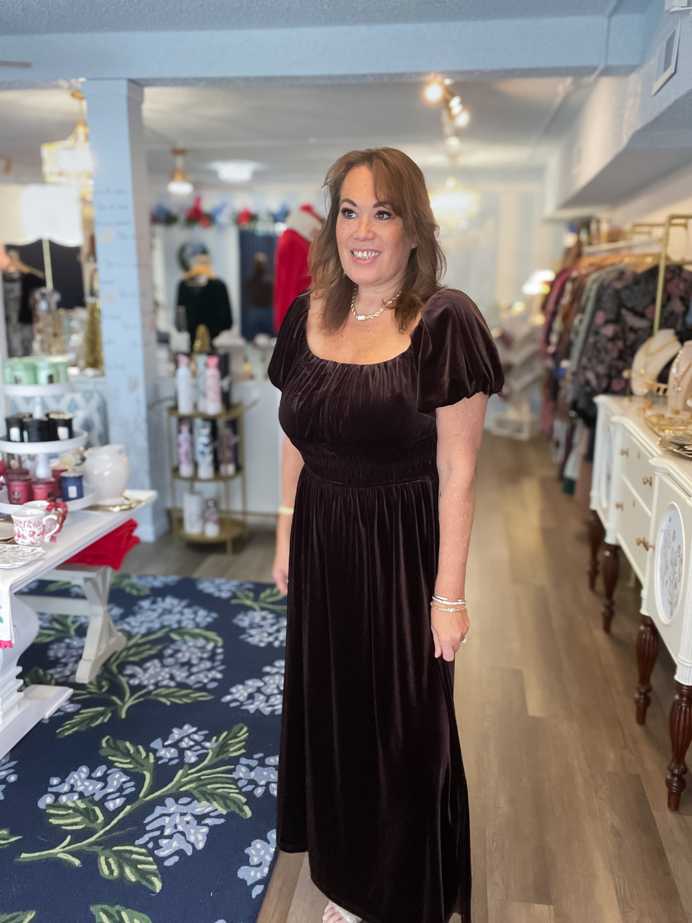 Cocoa Romance Velvet Dress Vine & Love