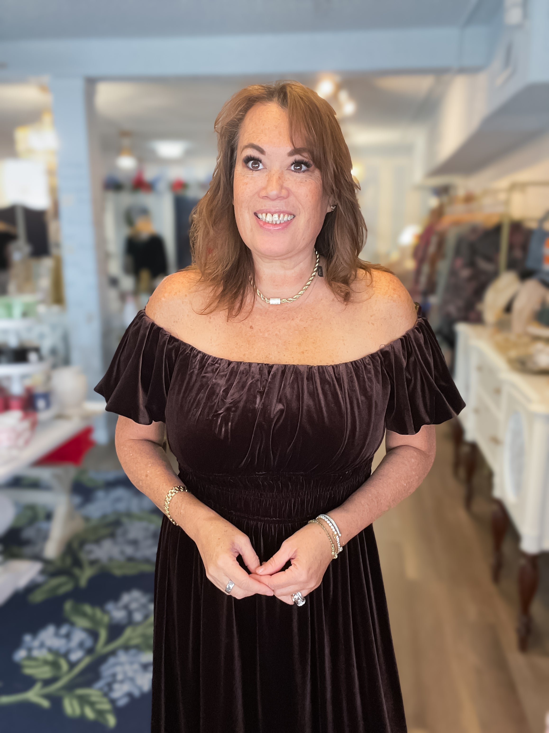 Cocoa Romance Velvet Dress Vine & Love