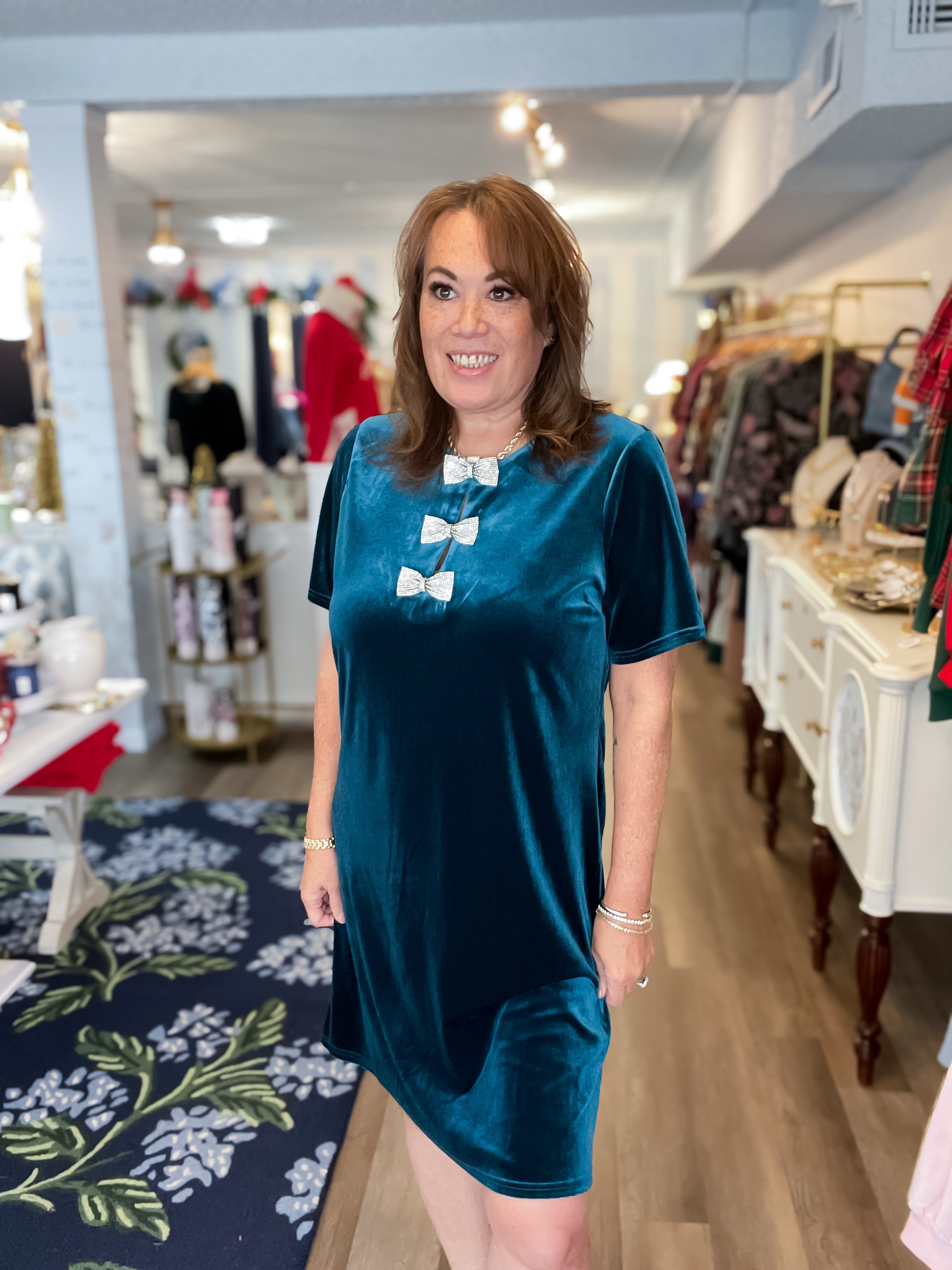 Jewel Ribbon Velvet Dress Vine & Love