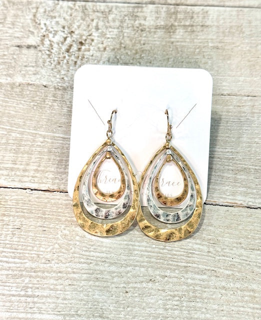 Silver and Gold Hammered Earrings Threads of Grace