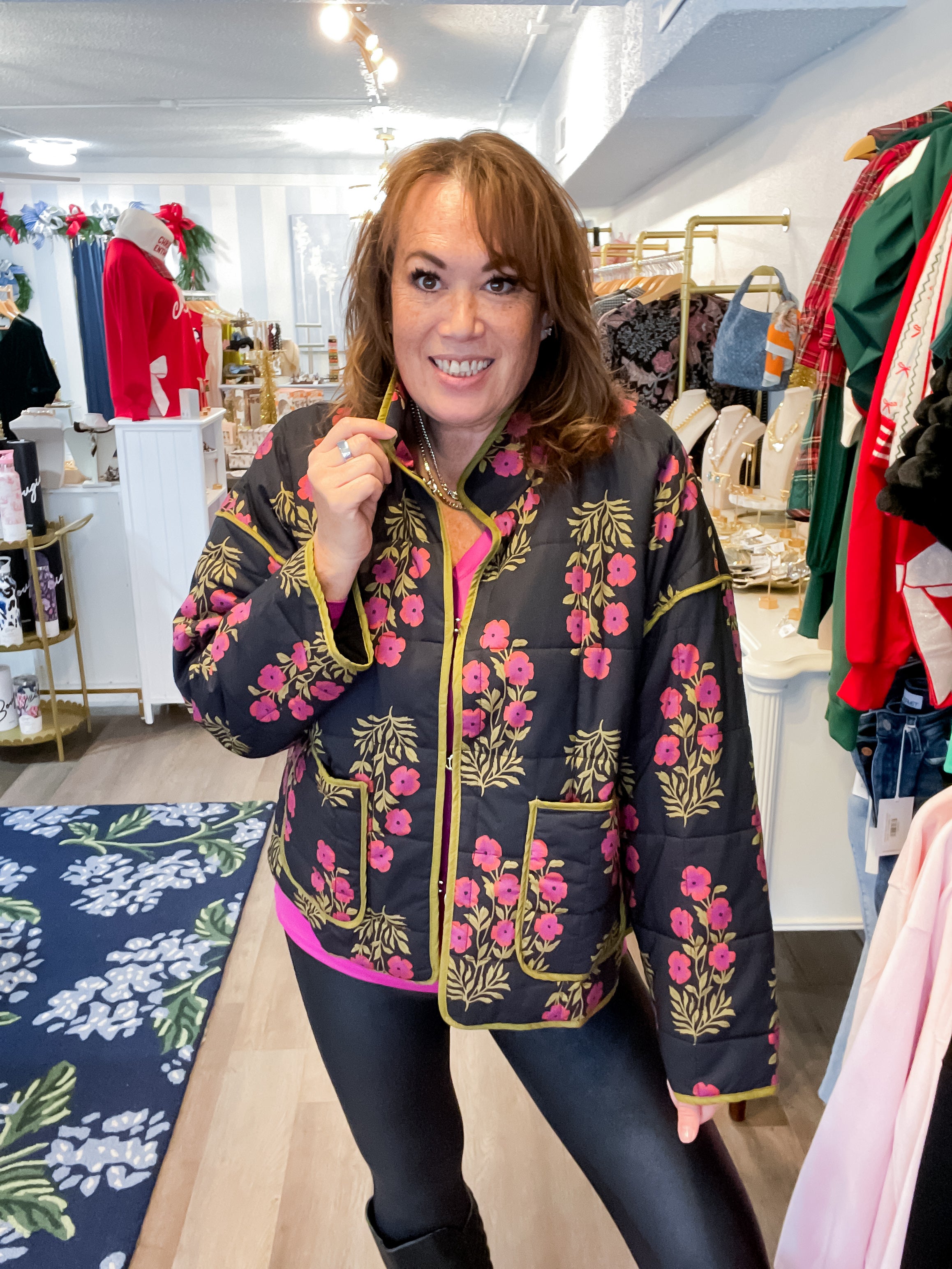 Midnight Bloom Quilted Jacket Entro