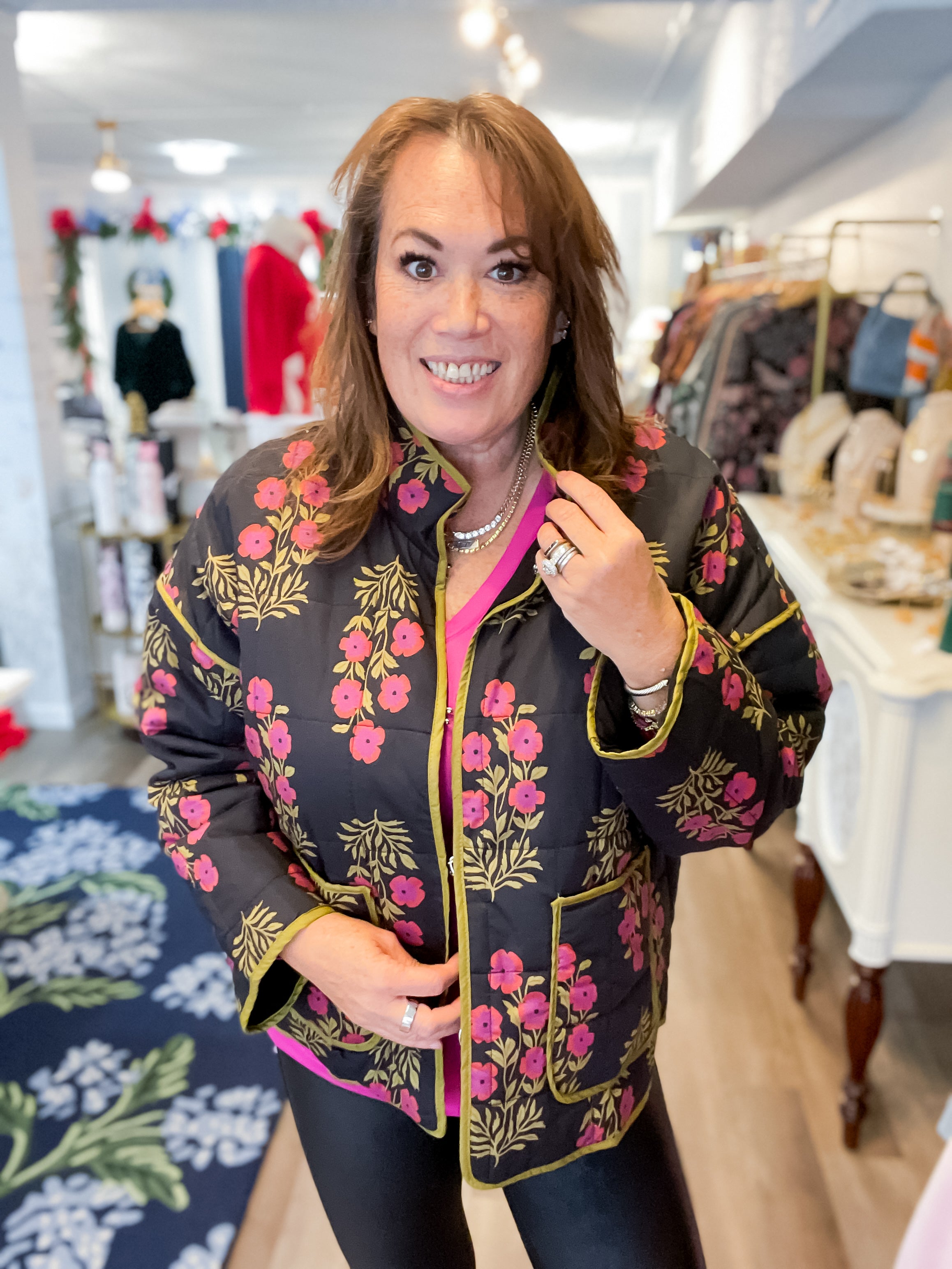 Midnight Bloom Quilted Jacket Entro