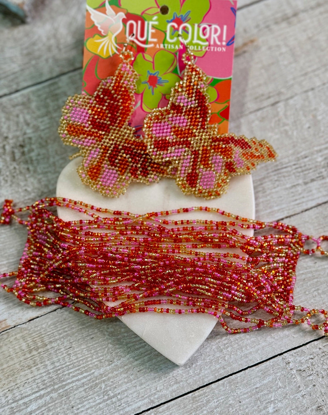 Que Color Multi Strand Pink, Red and Gold Que Color