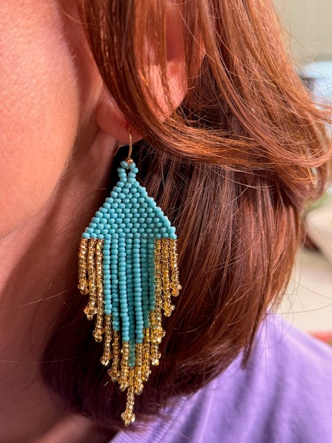 Que Color Turquoise and Gold Earrings Que Color
