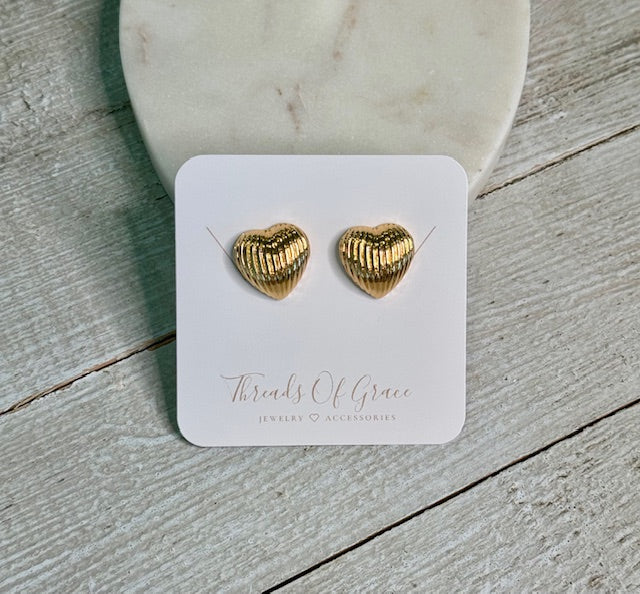 Gold heart post earrings