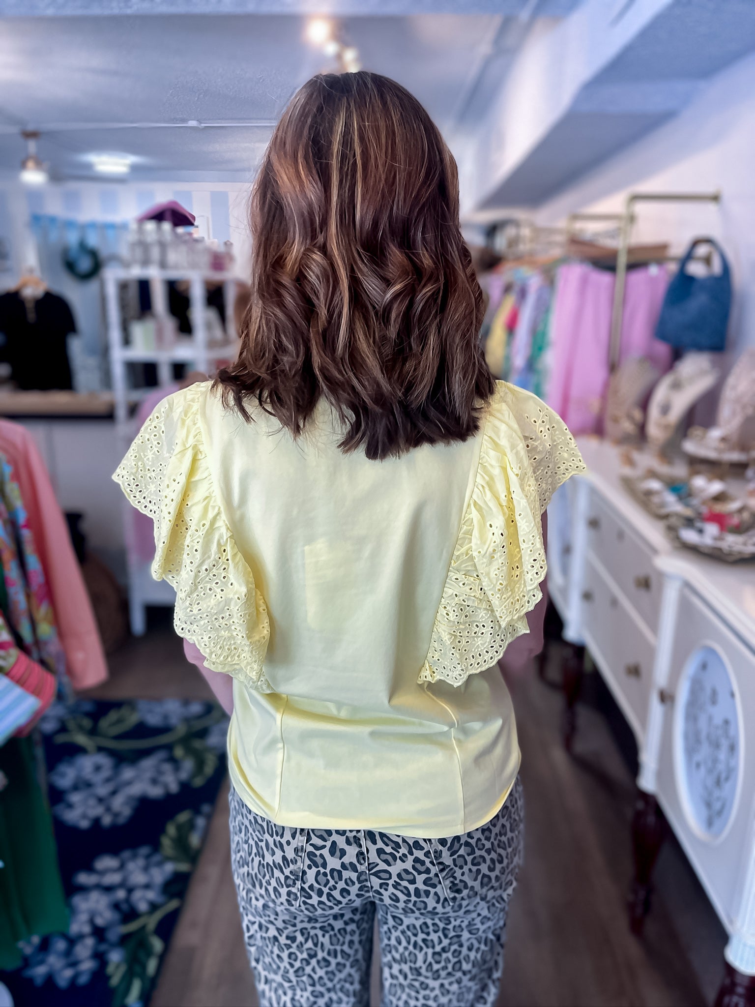Flirt & Flutter Eyelet Top - Yellow Vine & Love