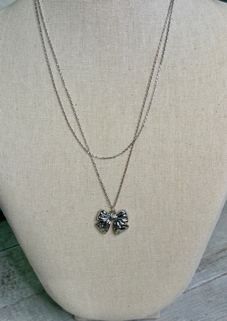 Silver Bow Necklace