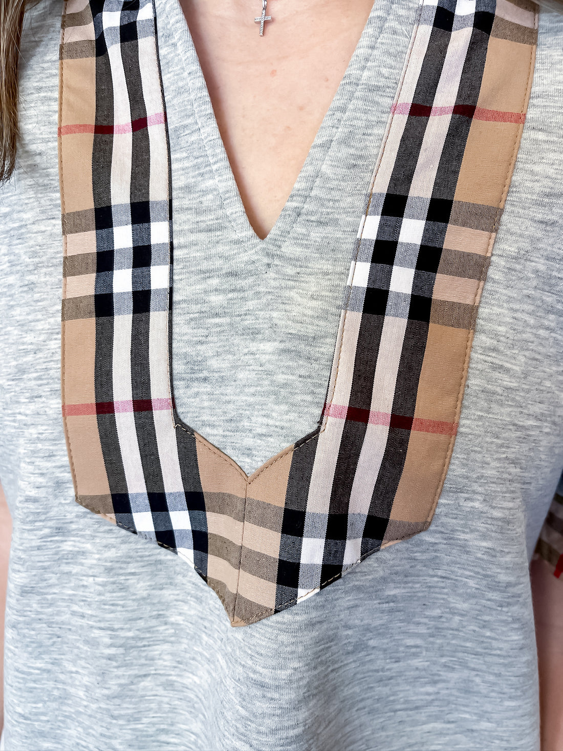 Regent Plaid Top - Grey Jodifl