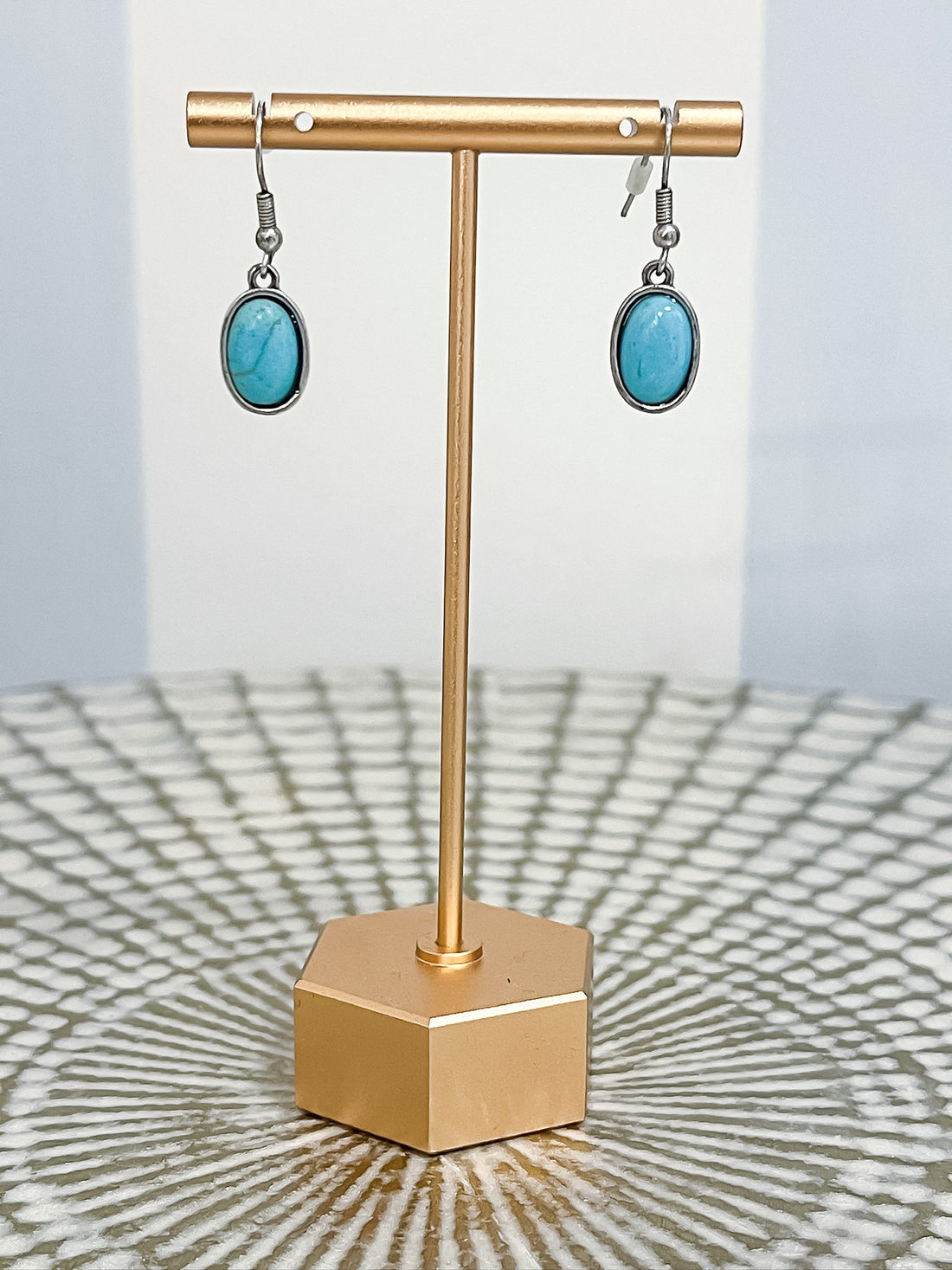 Turquoise Oval Drop Earrings SW Trading