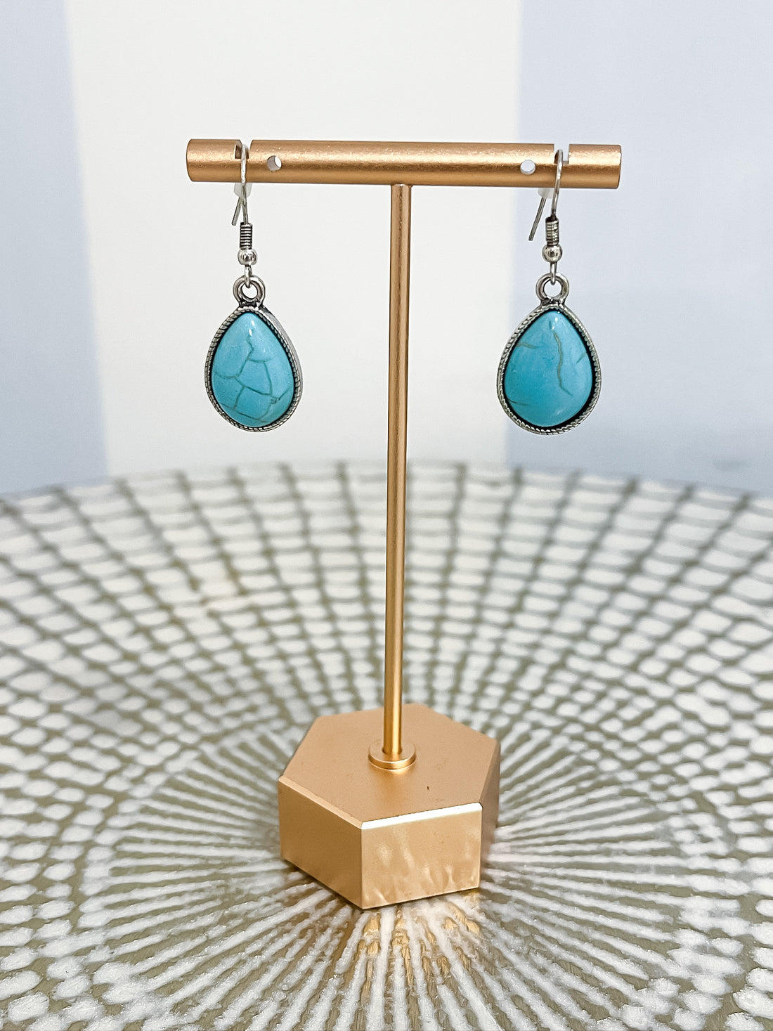 Turquoise Teardrop Dangle Earrings SW Trading