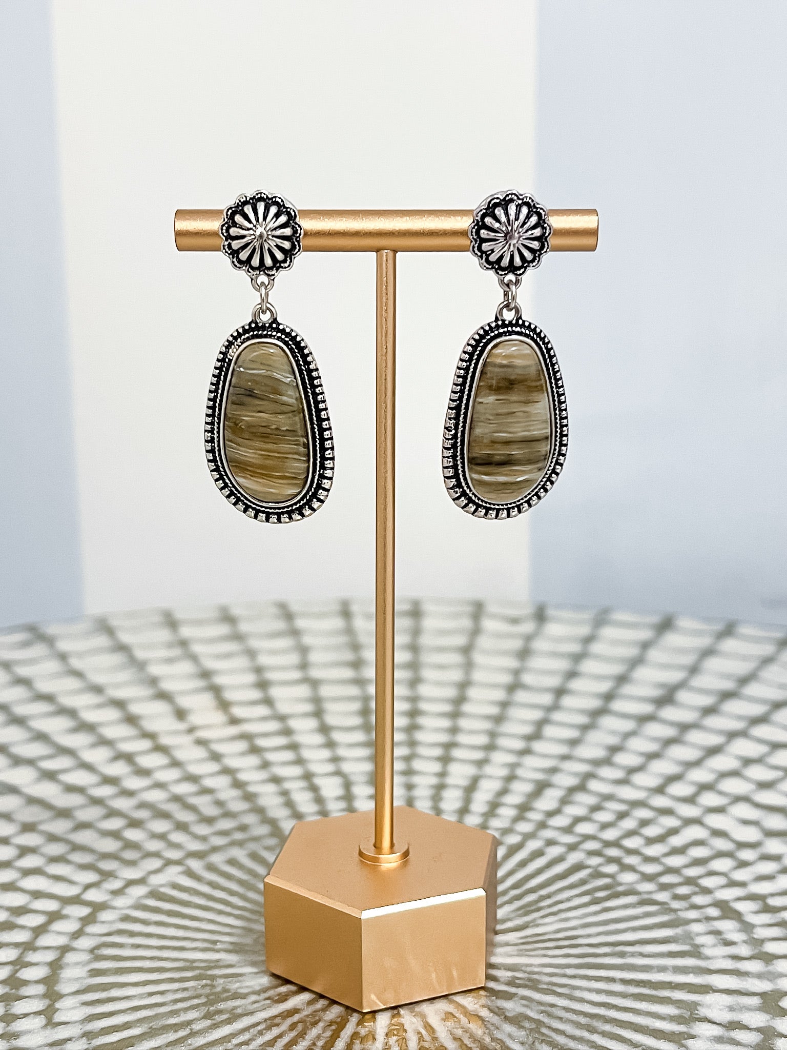 Neutral Stone Western Drop Earrings SW Trading