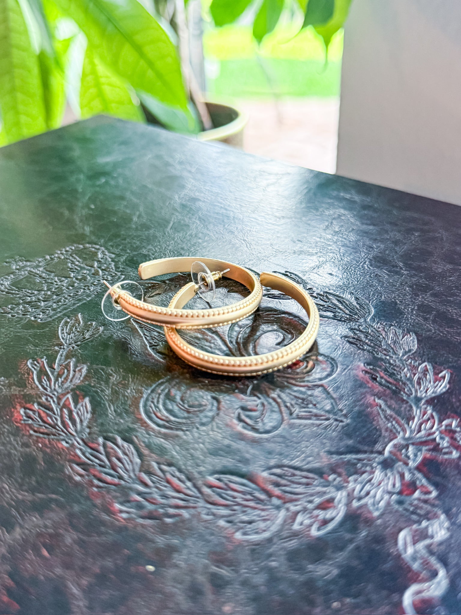 Gilded Edge Matte Hoop Earrings Threads of Grace