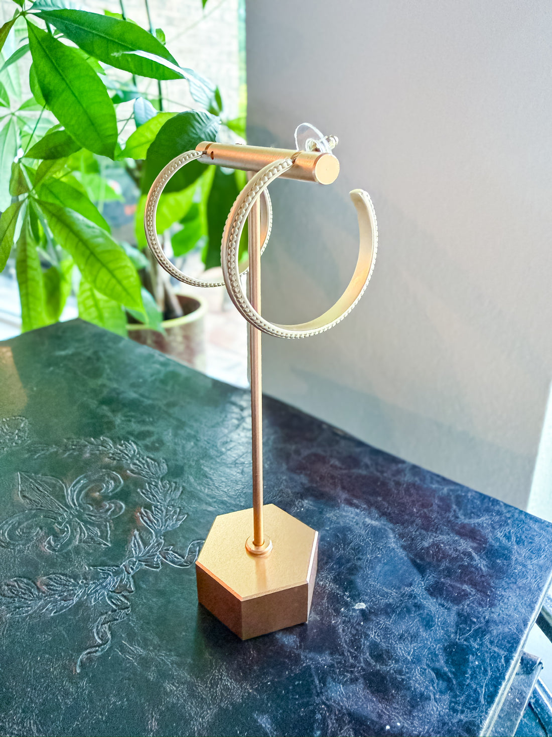 Gilded Edge Matte Hoop Earrings Threads of Grace