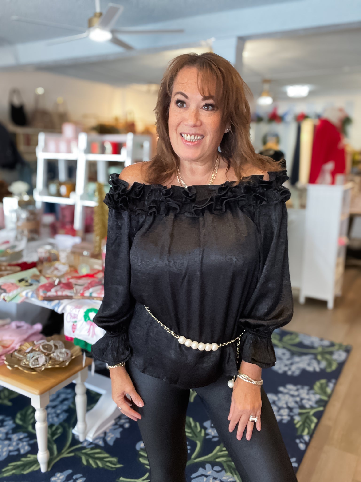 Metallic Ruffle Soiree Top Vine & Love