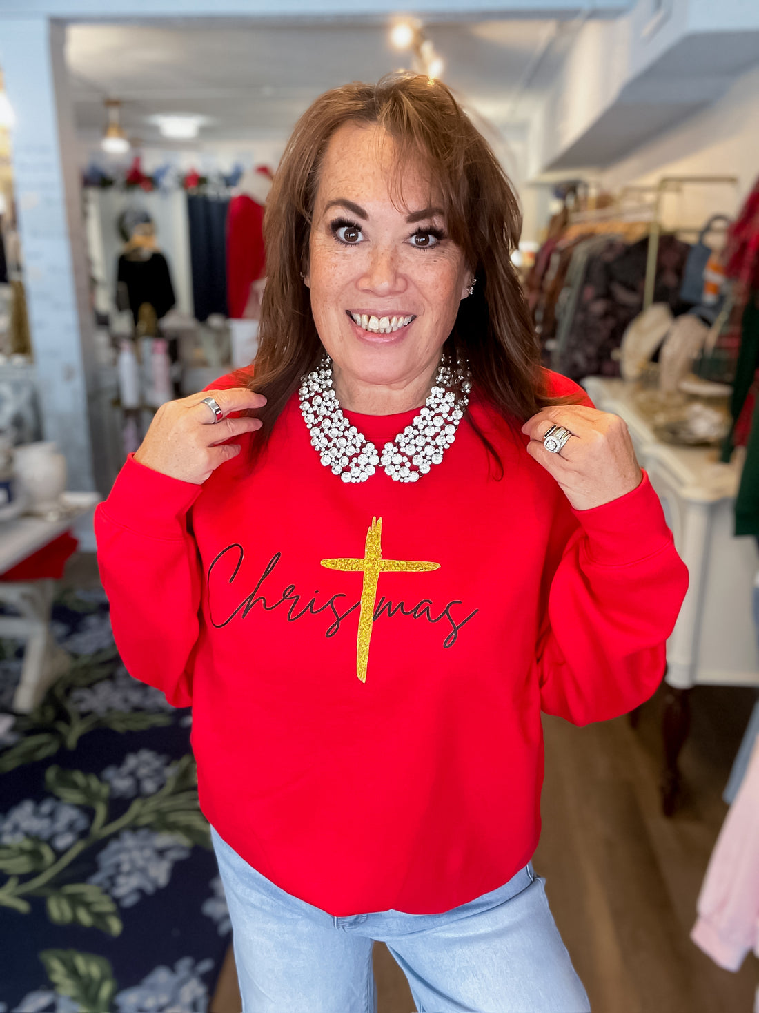 Christ-Centered Christmas Sweatshirt Threads of Grace