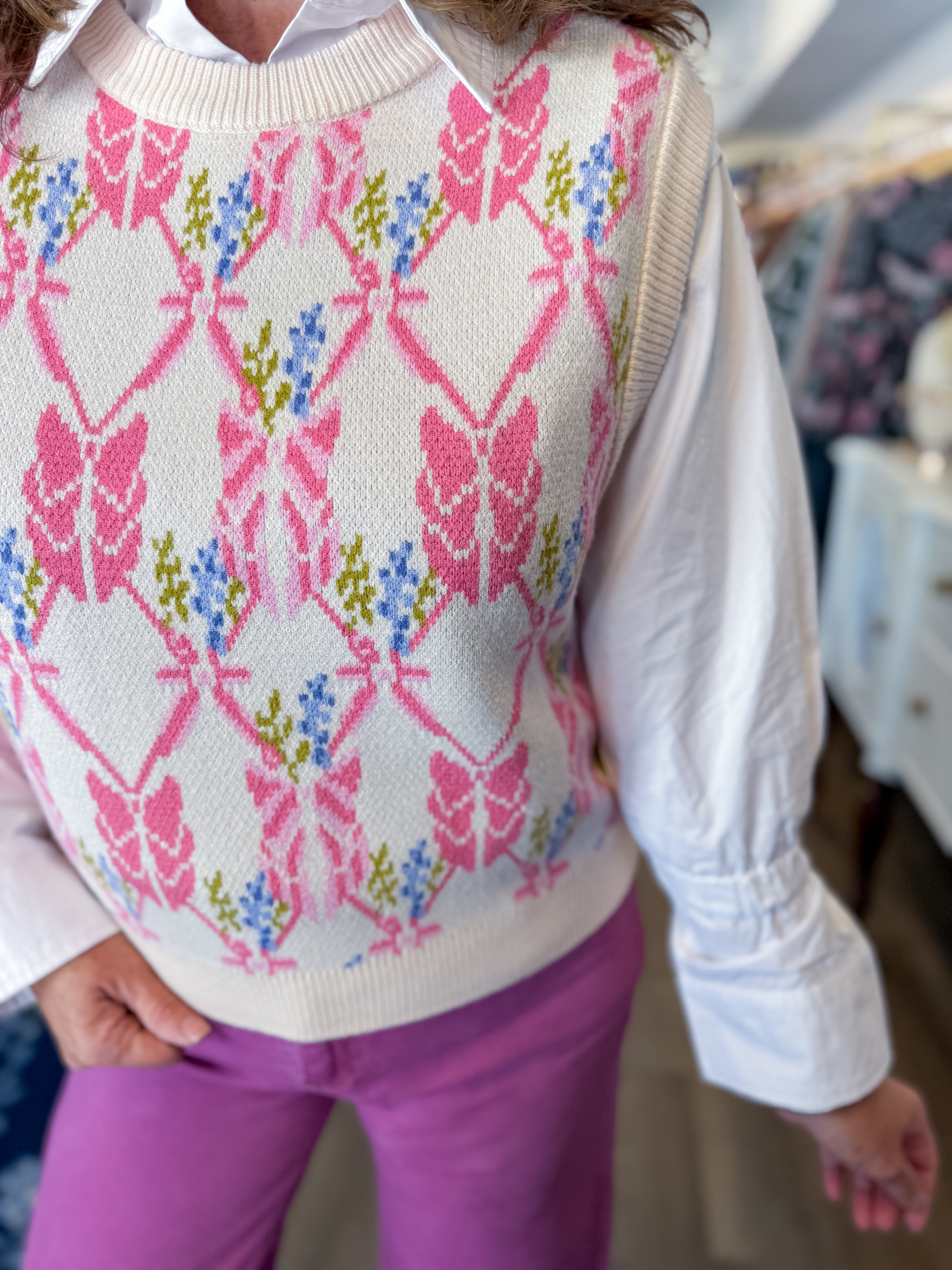 Bloom and Bow Sweater Vest THML