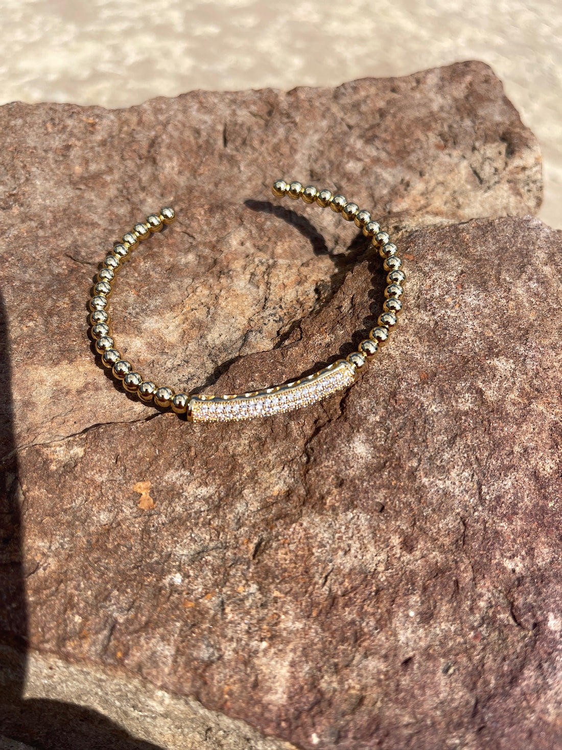 Crystal Bar Beaded Cuff Silver and Accessories