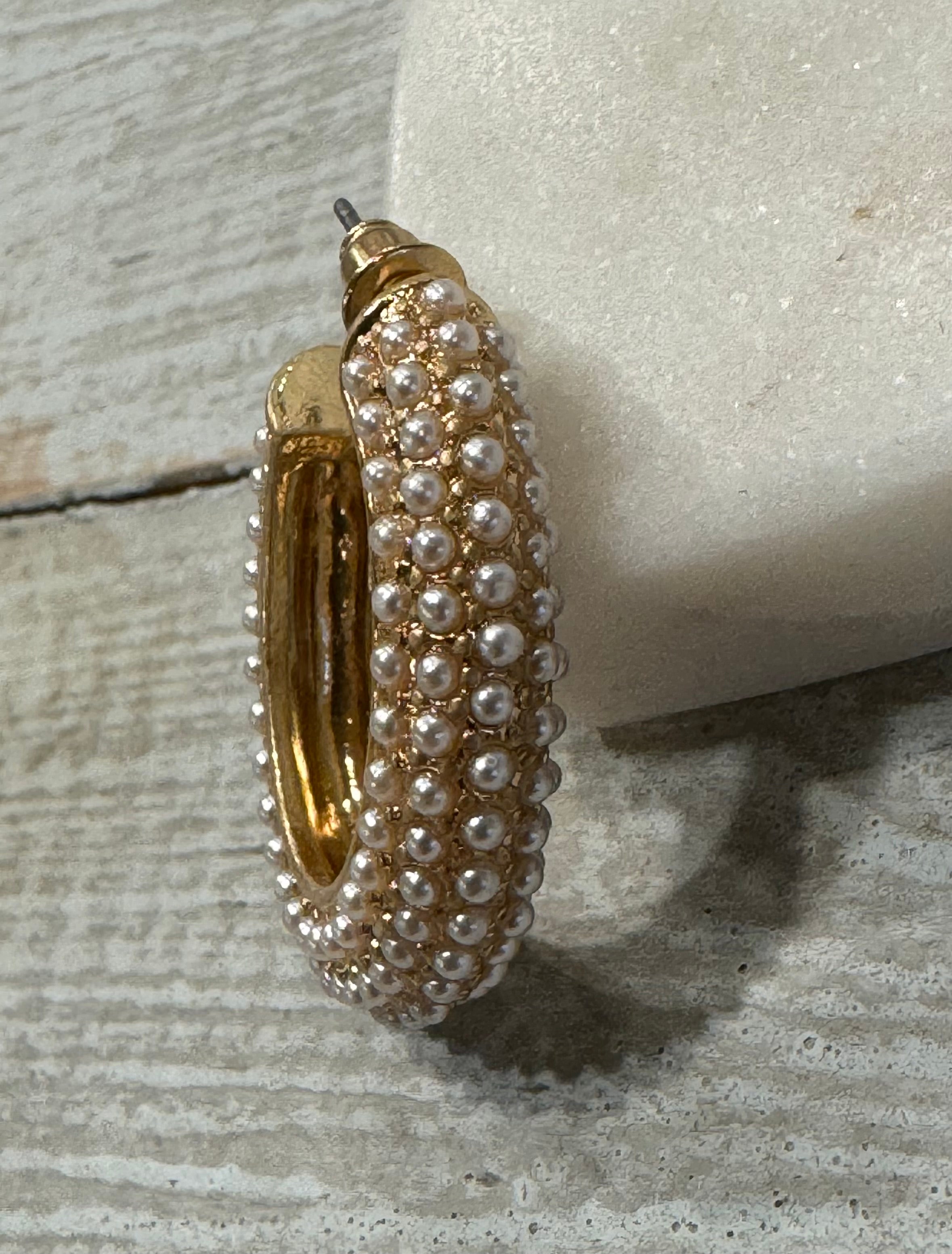 Golden Pearl Whisper Hoops