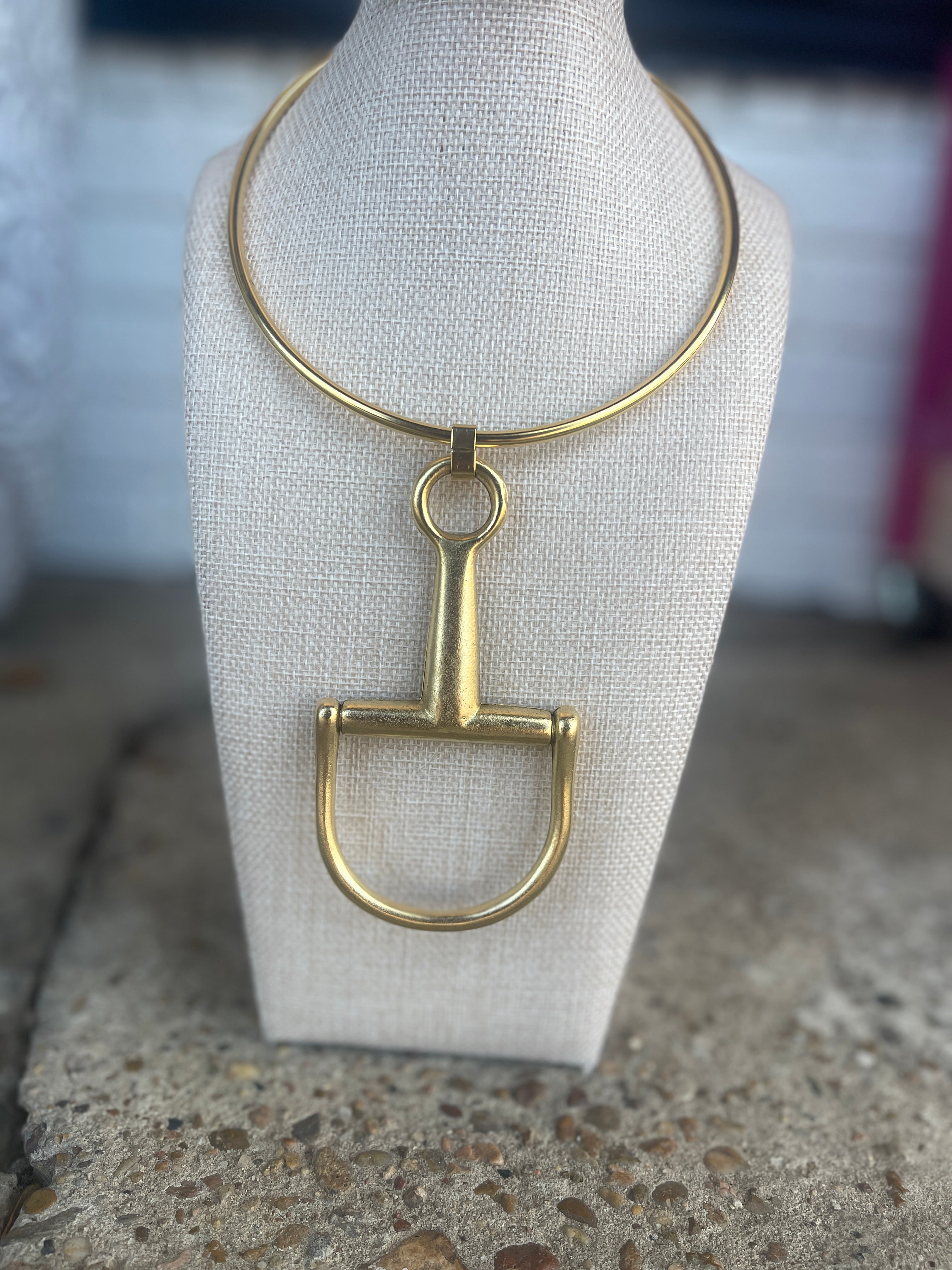 Golden Stirrup Necklace Yochi NY
