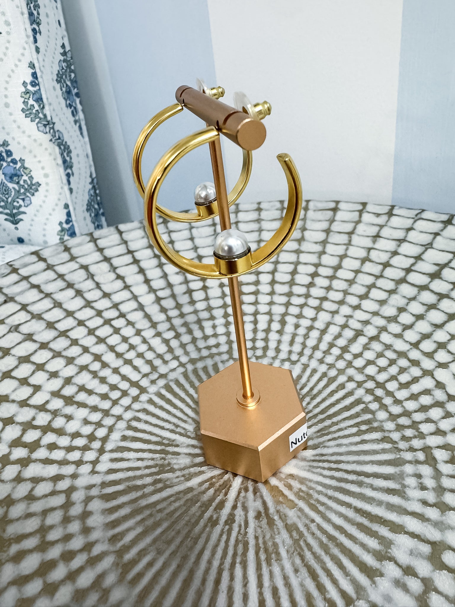 Pearl Arc Hoop Earrings Yochi NY