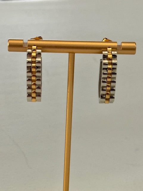 Two-Tone Link Hoops Threads of Grace