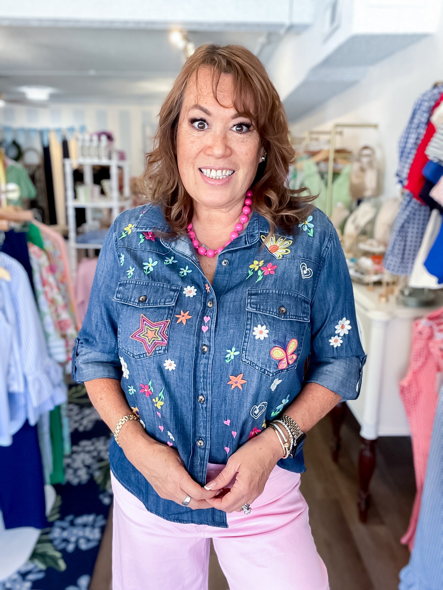 Sketchbook Embroidered Shirt – Denim Billy T