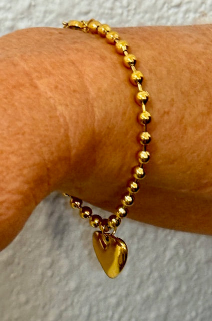 Golden Heart Charm Bracelet Threads of Grace