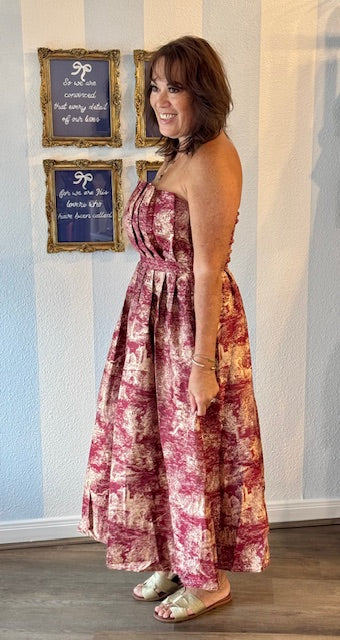 Toile Reverie Strapless Midi Dress Entro