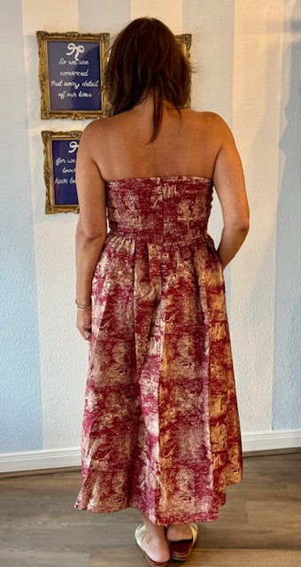 Toile Reverie Strapless Midi Dress Entro