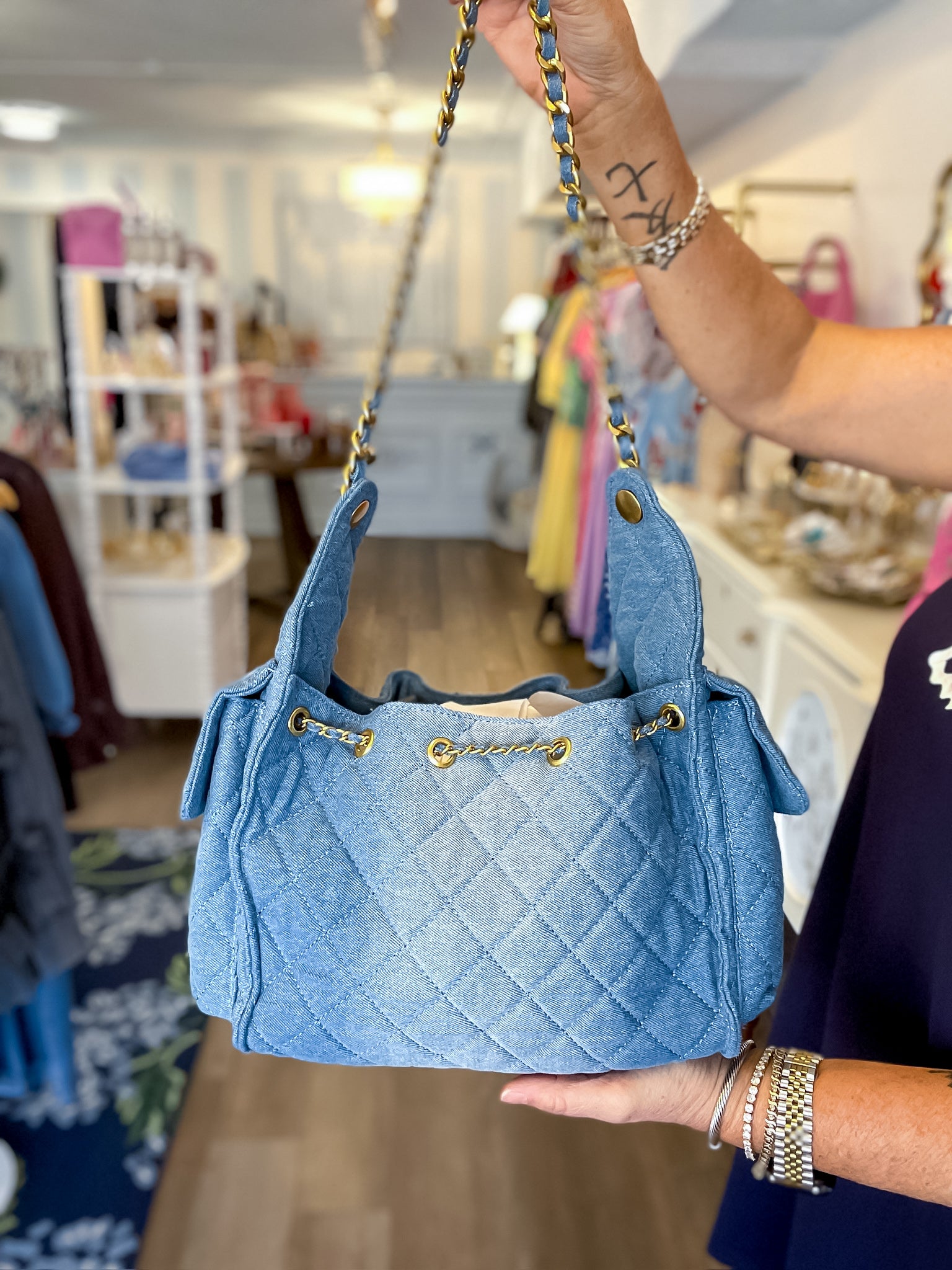 The Bella Quilted Denim Bag BC Bags