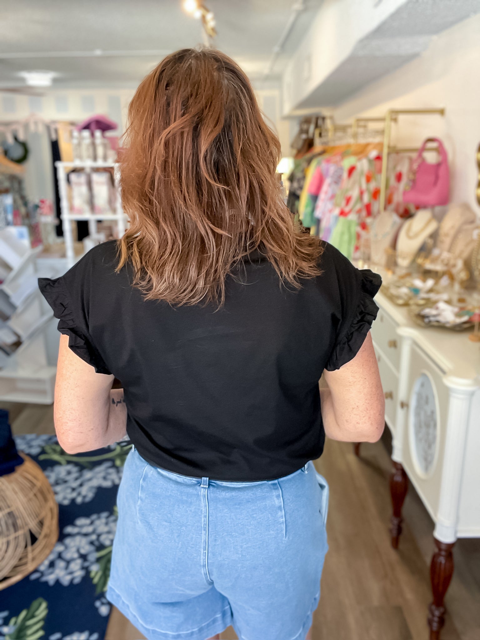 The Brielle Ruffle Top - Black Vine & Love