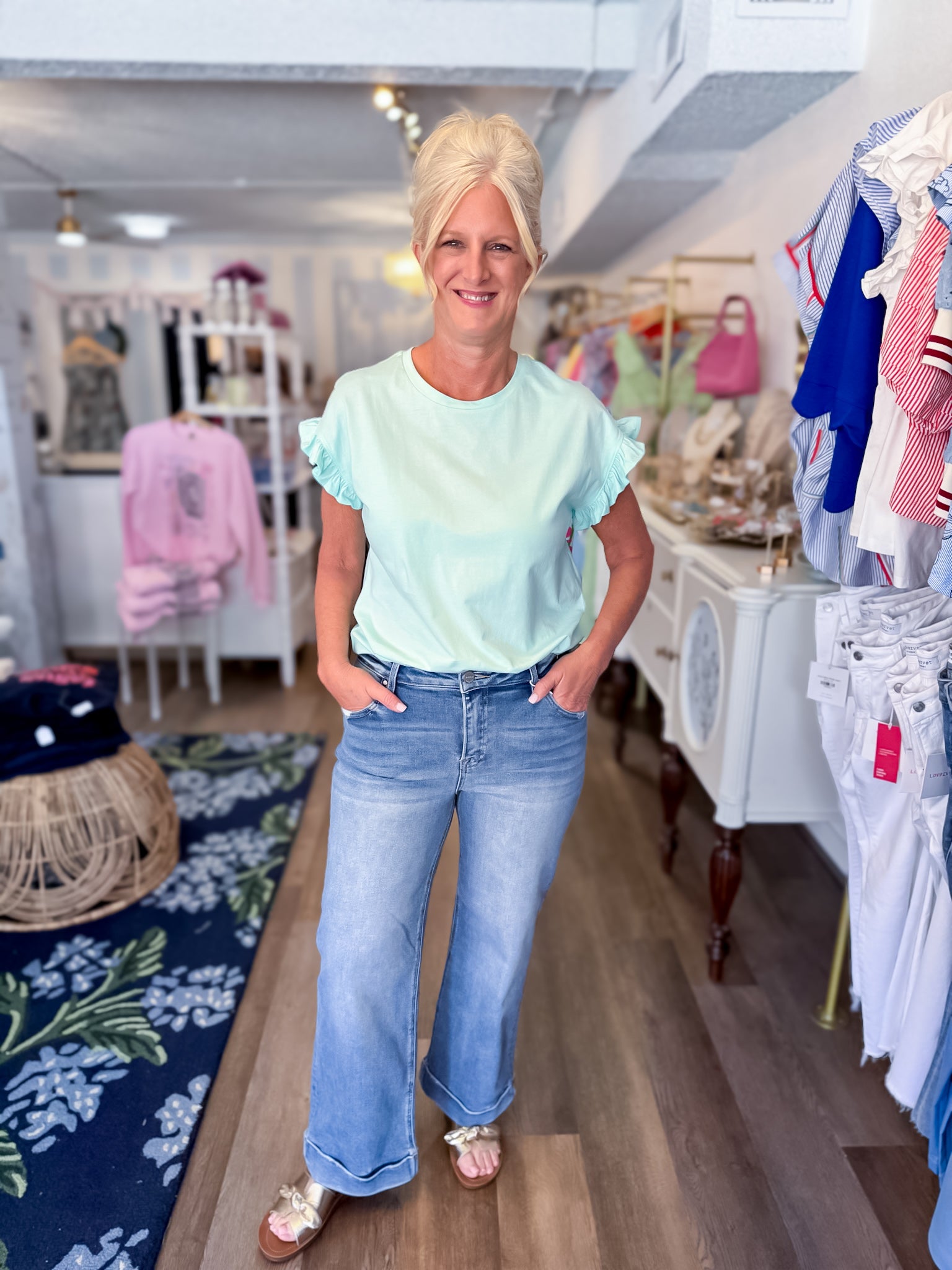 Brielle Ruffle Top - Mint Vine & Love