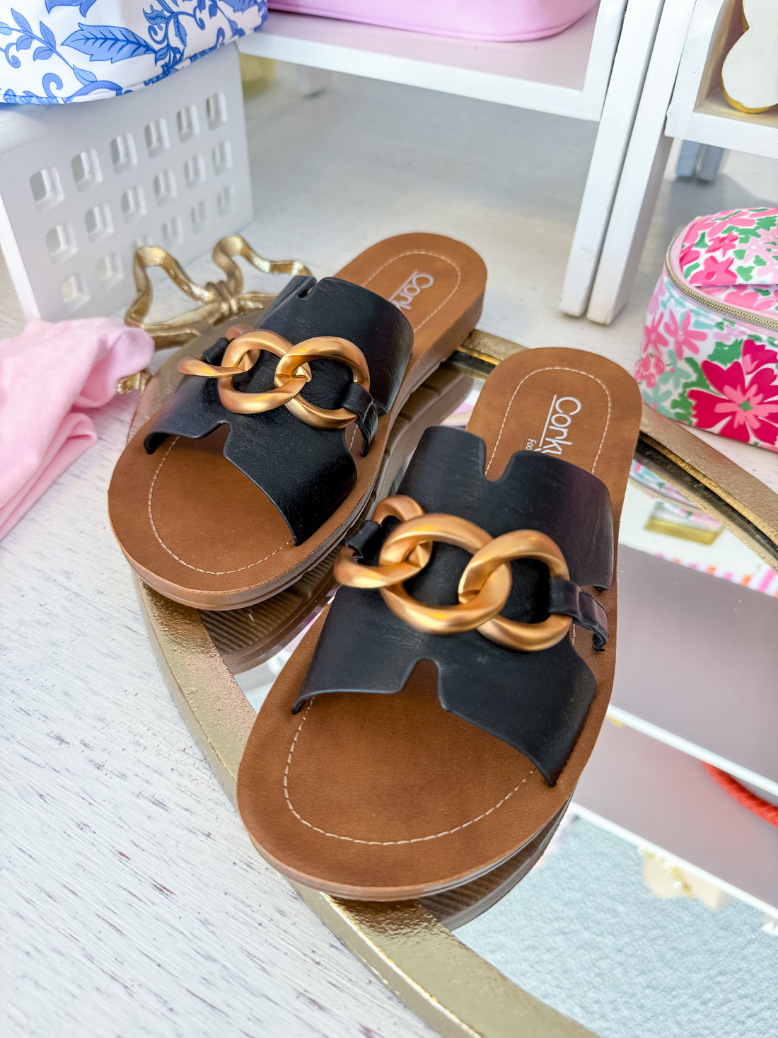 Chain Letter Sandal - Black Corkys