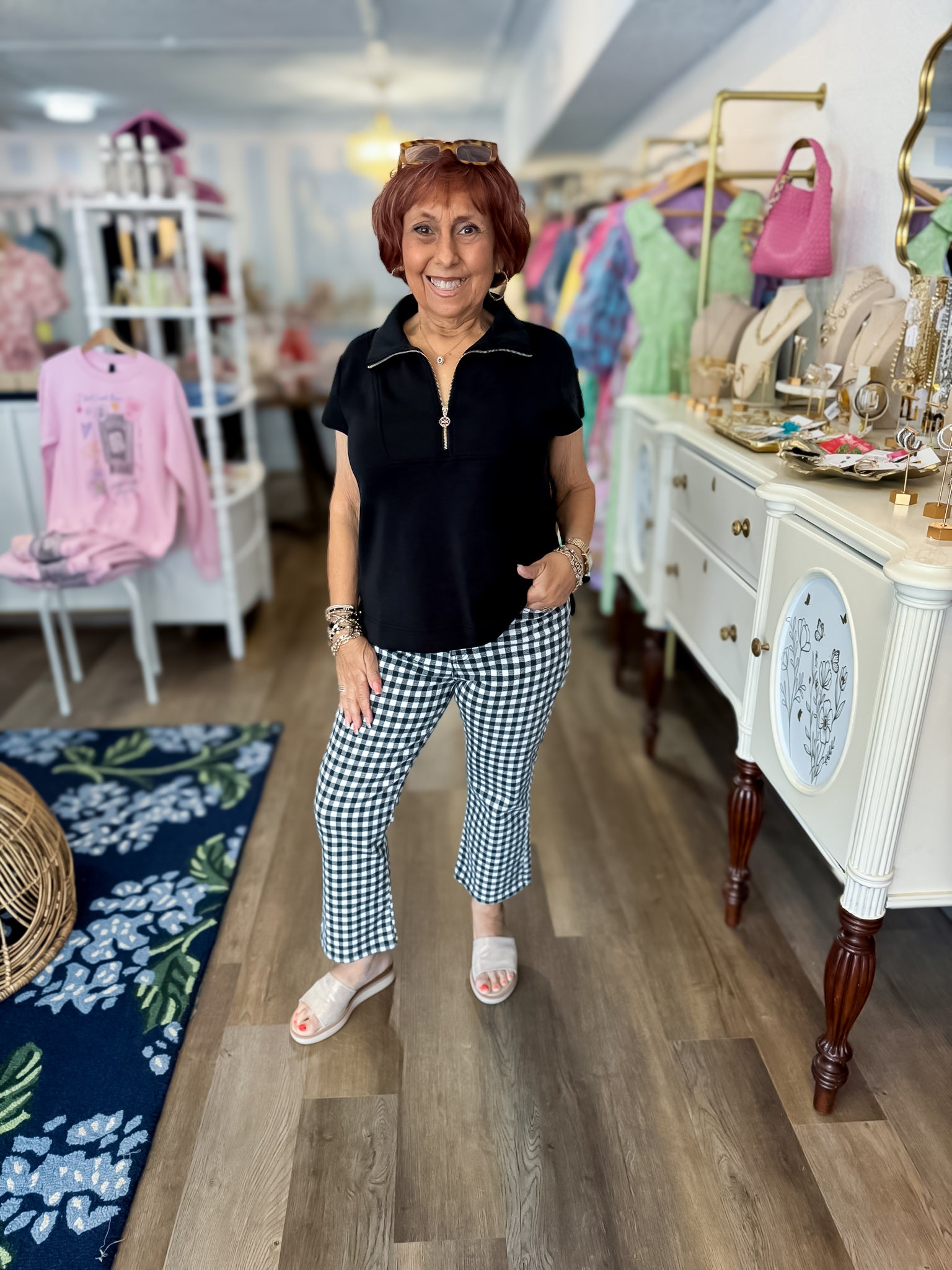 Gingham Chic Skinny Pant - Black Just Black Denim